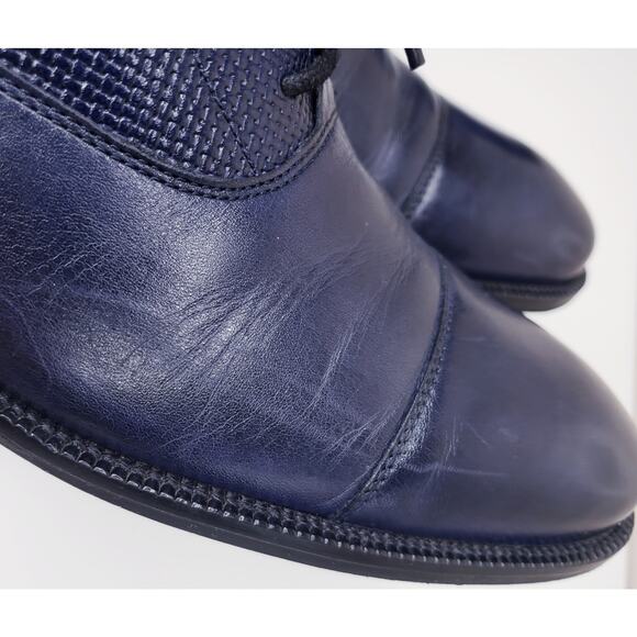 COLE HAAN Cap Toe Oxford Leather Dress Shoes Navy Basket Weave Men's Size 9M - Picture 16 of 16